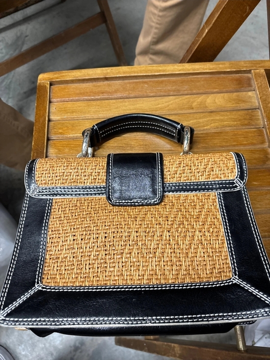 Maxx New York Black and Tan Woven Top-Handle Satchel - Picture 3 of 3